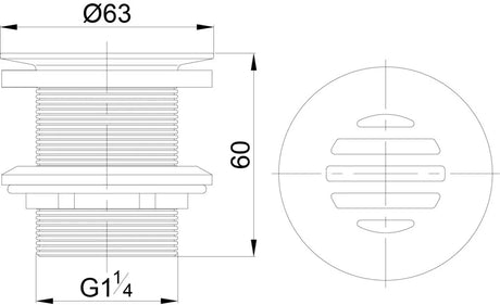 Bundventil med rist til Marmorline badbordplader - Krom
