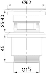 Bundventil med Krom top, lille pop-down