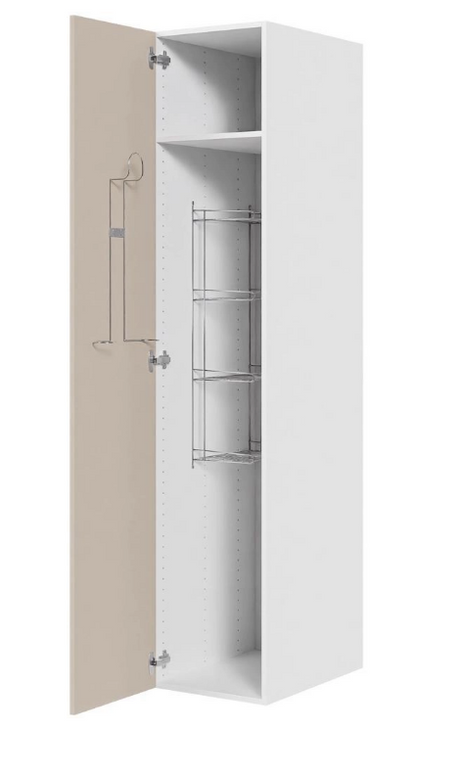Multi-Living Køkken kosteskab i Cibo Sabbia 123 H: 195,2 cm D: 60,0 cm - Inklusiv trådreol, slangeholder & hylde - Bredde: 50 cm