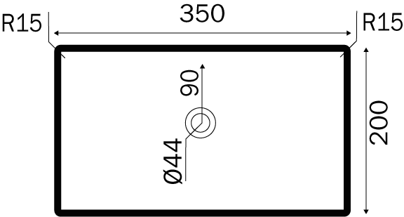 Solid Surface Colombo vask Mat dybde 36 cm