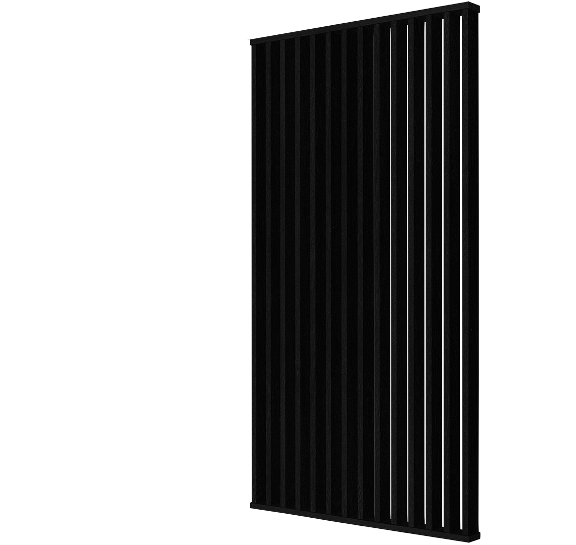 I-Wood DivideWall i sort kerne i sort malet - vælg mellem forskellige mål fra bredde 740 mm til 2540 mm - højde 3040 mm
