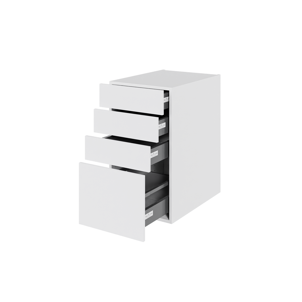 Multi-Living Køkken skuffeskab i Hvid Front H: 70,4 cm D: 60,0 cm - 4 skuffer fuldtudtræk og softluk - Bredde: 40 cm