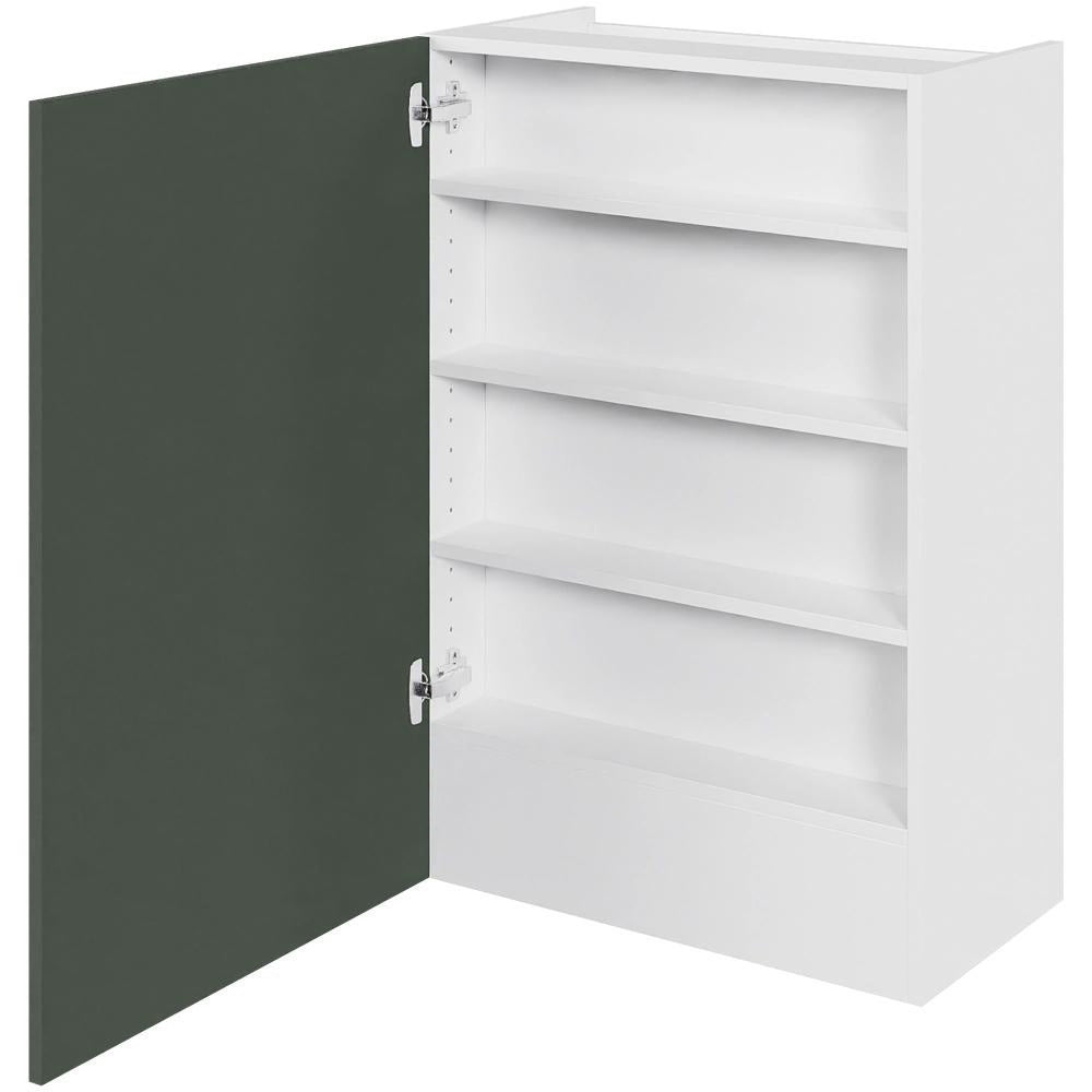 Multi-Living Køkken emhættereol i Cibo Verde 120 H: 89,6 cm D: 32,0 cm B: 60 cm - med 3 faste hylder, fast bund og låge