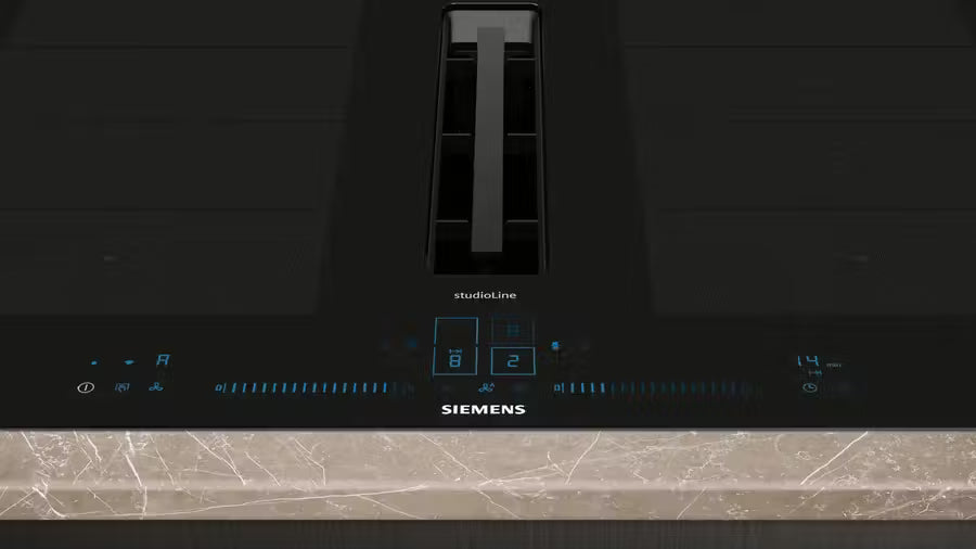 Induktionskogeplade med indbygget emfang 80 cm - Siemens iQ700 - EX877NX68E - overflademontering med ramme