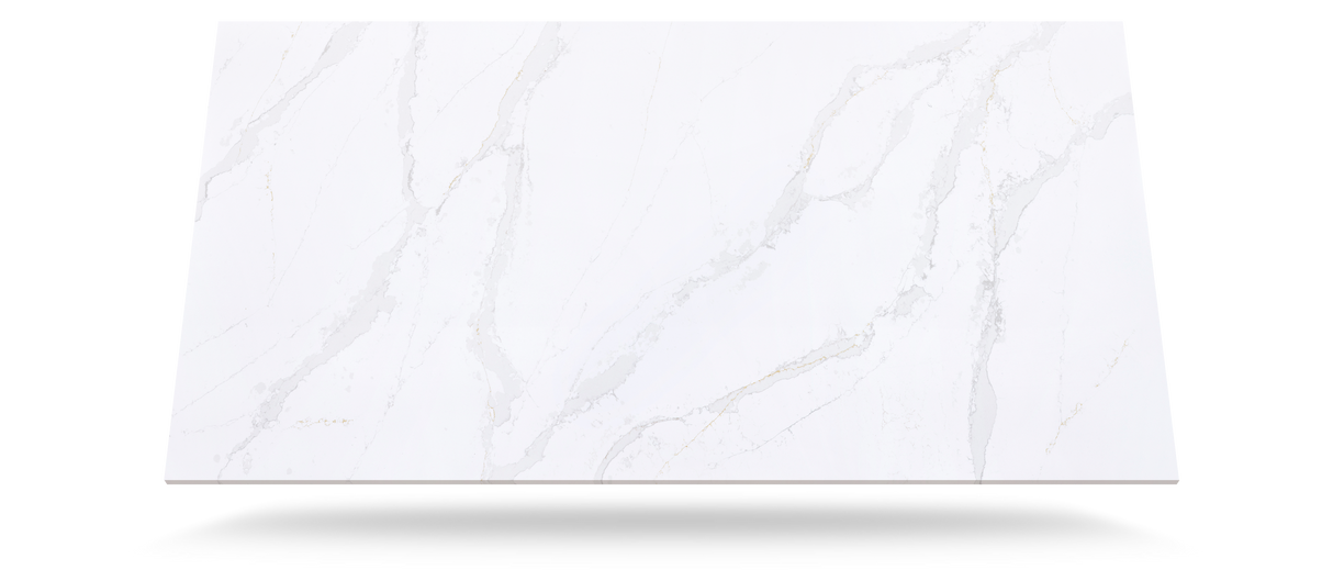 Eternal Calacatta Gold Komposit Silestone bordplade på mål med poleret overflade