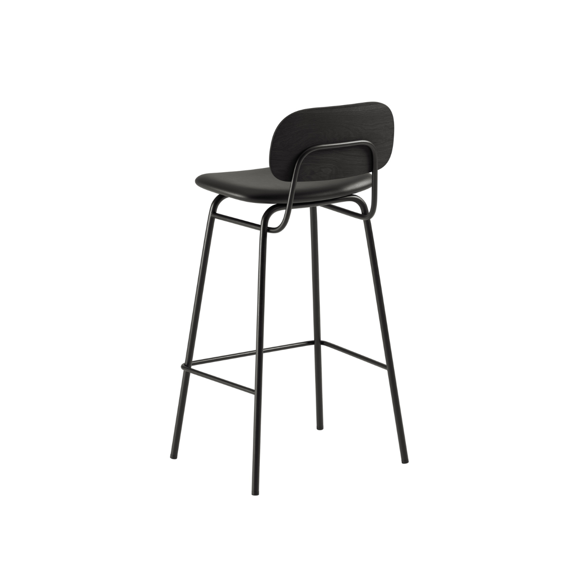 Frame Bar Stool - With backrest and Terra Black leather - 73 cm.
