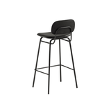 Frame Bar Stool - With backrest and Terra Black leather - 73 cm.