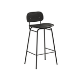 Frame Bar Stool - With backrest and Terra Black leather - 73 cm.