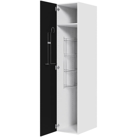 Multi-Living Køkken kosteskab i Cibo Nero H: 195,2 cm D: 60,0 cm - Inklusiv trådreol, slangeholder & hylde - Bredde: 40 cm
