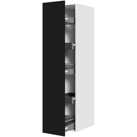 Multi-Living Køkken udtræksskab i Cibo Nero H: 195,2 cm D: 60,0 cm - 3 skuffer & 2 bakker fuldudtræk/softluk - Bredde: 40 cm