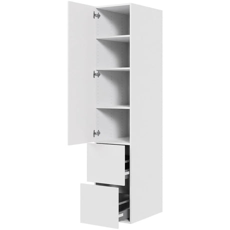 Multi-Living Malet Hvid Front 2 skuffelook - Opbevaringsskab 40 cm med låge og 2 skuffer - fuldudtræk