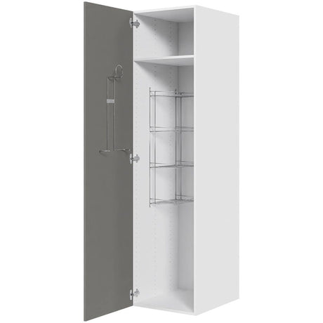 Multi-Living Køkken kosteskab i Cibo Grigio 128 H: 195,2 cm D: 60,0 cm - Inklusiv trådreol, slangeholder & hylde - Bredde: 50 cm