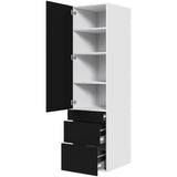 Multi-Living Køkken garderobeskab i Cibo Nero H: 195,2 cm D: 60,0 cm - 1 låge og 3 skuffer fuldudtræk/softclose - Bredde: 50 cm