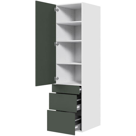 Multi-Living Køkken HQ Garderobeskab i Cibo Verde 120 H: 195,2 cm D: 58,0 cm B:50 cm - med låge, 3 skuffer, fuldudtræk og softluk