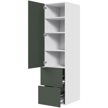 Multi-Living Køkken HQ Opbevaringsskab i Cibo Verde 120 H: 195,2 cm D: 58,0 cm B:50 cm - med låge, hylder, 2 skuffer, fuldudtræk og softluk