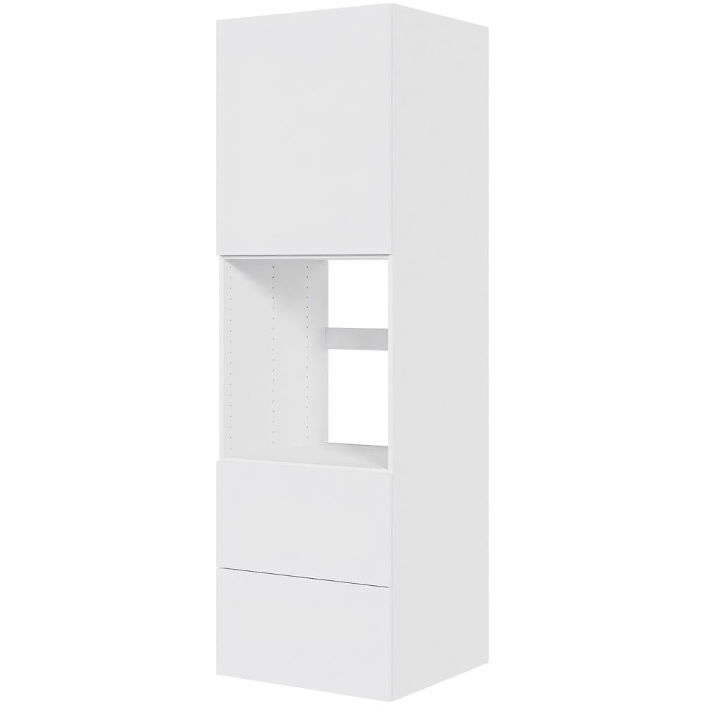 Multi-Living Køkken indbygningsskab i Malet Hvid Front til ovn H: 195,2 cm D: 60,0 cm - 2 skuffer deludtræk/softluk - Bredde: 60 cm