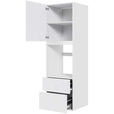 Multi-Living Indbygningsskab til ovn 60 cm med 3 hylder, alurist, låge og 2 skuffer med deludtræk