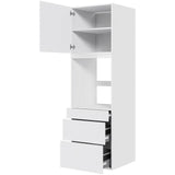 Multi-Living Køkken indbygningsskab i Hvid Front til ovn H: 195,2 cm D: 60,0 cm - 3 skuffer deludtræk og softluk og 1 låge i bredde: 60 cm