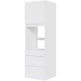 Multi-Living Køkken indbygningsskab i Hvid Front til ovn H: 195,2 cm D: 60,0 cm - 3 skuffer deludtræk og softluk og 1 låge i bredde: 60 cm
