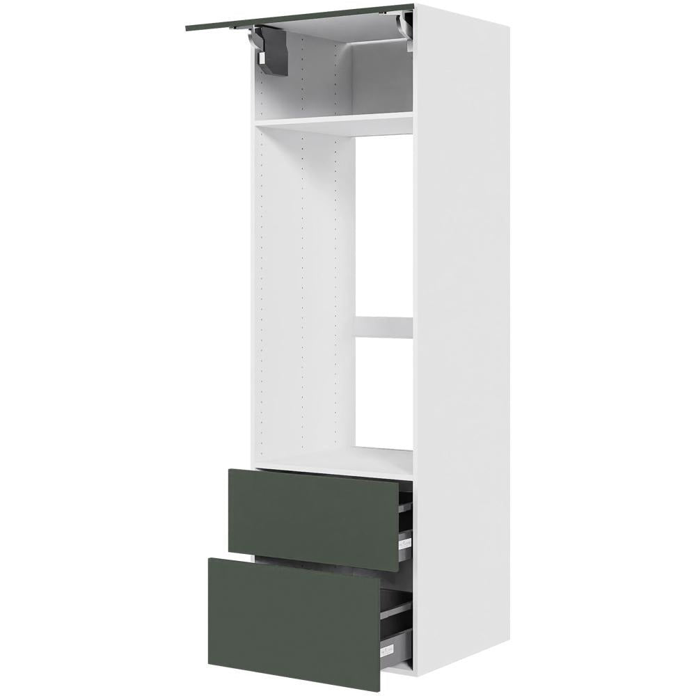 Multi-Living Køkken HQ indbygningsskab til ovn/mikroovn i Cibo Verde 120 H: 195,2 cm D: 58,0 cm B:60 cm - med toplåge , 2 skuffer, fuldudtræk og softluk