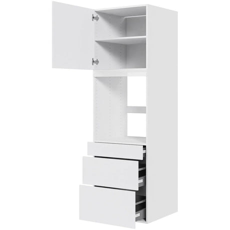 Multi-Living Køkken indbygningsskab i Hvid Front til ovn H: 195,2 cm D: 60,0 cm - 3 skuffer fuldudtræk og softluk og 1 låge i bredde: 60 cm
