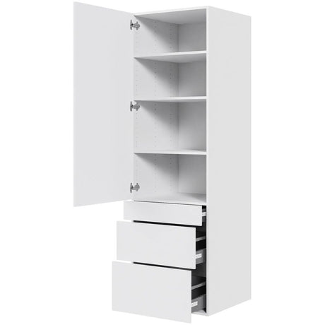 Multi-Living Køkken garderobeskab i Hvid Front H: 195,2 cm D: 60,0 cm - 1 låge og 3 skuffer fuldudtræk med softclose i bredde: 60 cm