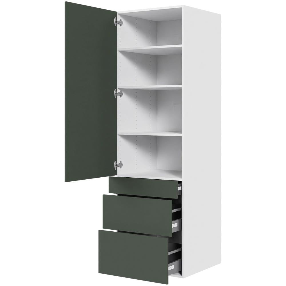 Multi-Living Køkken HQ garderobeskab i Cibo Verde 120 H: 195,2 cm D: 58,0 cm B:60 cm - med låge, 3 skuffer, fuldudtræk og softluk