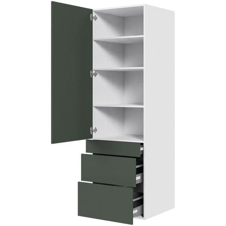 Multi-Living Køkken HQ Garderobeskab i Cibo Verde 120 H: 195,2 cm D: 58,0 cm B:60 cm - med låge, 3 skuffer, fuldudtræk og softluk