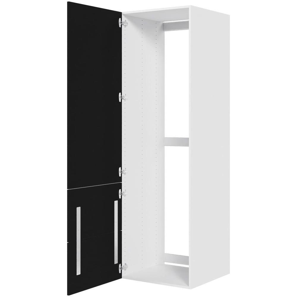 Multi-Living Køkken indbygningsskab i Cibo Nero til køl H: 195,2 cm D: 60,0 cm - 2-delt låge med skuffe look - Bredde: 60 cm