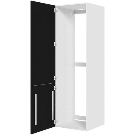 Multi-Living Køkken indbygningsskab i Cibo Nero til køl H: 195,2 cm D: 60,0 cm - 2-delt låge med skuffe look - Bredde: 60 cm