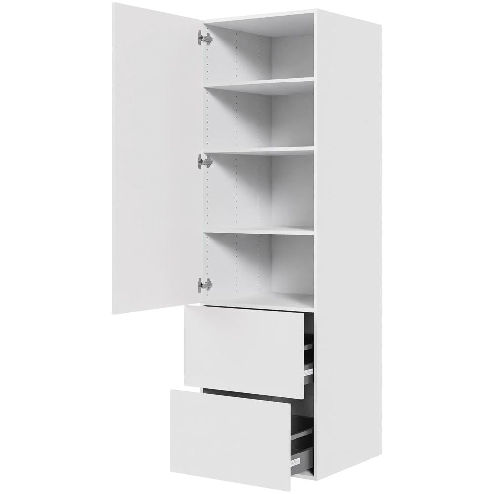 Multi-Living Malet Hvid Front 2 skuffelook - Opbevaringsskab 60 cm med låge og 2 skuffer - fuldudtræk