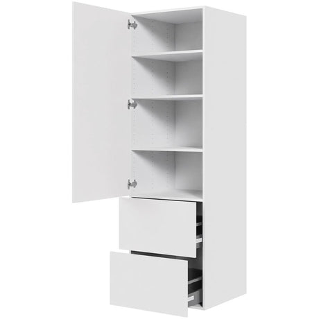 Multi-Living Malet Hvid Front 2 skuffelook - Opbevaringsskab 60 cm med låge og 2 skuffer - fuldudtræk