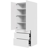 Multi-Living Køkken garderobeskab i Malet Hvid Front H: 195,2 cm D: 60,0 cm - 2 låger og 3 skuffer fuldudtræk/softclose - Bredde: 80 cm