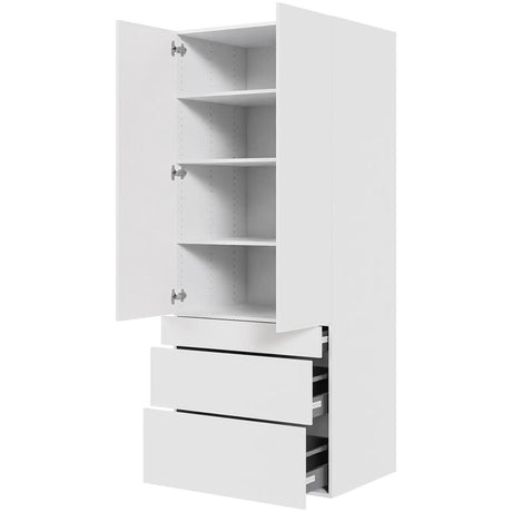 Multi-Living Køkken garderobeskab i Malet Hvid Front H: 195,2 cm D: 60,0 cm - 2 låger og 3 skuffer fuldudtræk/softclose - Bredde: 80 cm