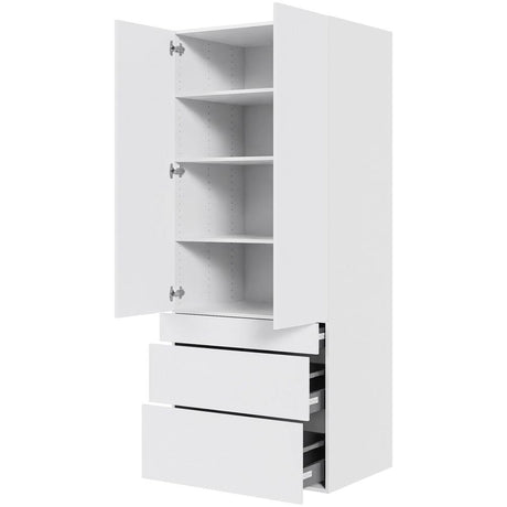 Multi-Living Køkken garderobeskab i Hvid Front H: 195,2 cm D: 60,0 cm - 2 låger og 3 skuffer fuldudtræk med softclose i bredde: 80 cm