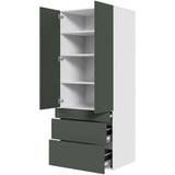 Multi-Living Køkken HQ garderobeskab i Cibo Verde 120 H: 195,2 cm D: 58,0 cm B:80 cm - med låger, 3 skuffer, fuldudtræk og softluk