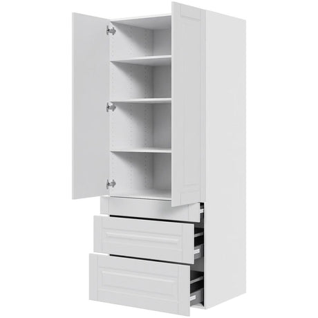 Multi-Living Køkken garderobeskab i Romantik H: 195,2 cm D: 60,0 cm - 2 låger og 3 skuffer fuldudtræk/softclose - Bredde: 80 cm