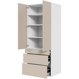 Multi-Living Køkken garderobeskab i Cibo Sabbia 123 H: 195,2 cm D: 60,0 cm - 2 låge og 3 skuffer fuldudtræk/softclose - Bredde: 80 cm