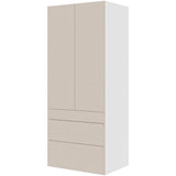 Multi-Living Køkken garderobeskab i Cibo Sabbia 123 H: 195,2 cm D: 60,0 cm - 2 låge og 3 skuffer fuldudtræk/softclose - Bredde: 80 cm