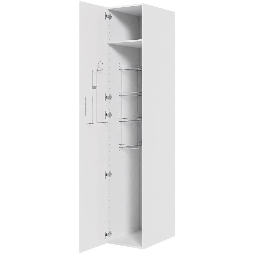 Multi-Living Køkken ekstra højt kosteskab i Malet Hvid Front H: 214,4 cm D: 60,0 cm - Inklusiv 1 hylde, 1 trådreol, 1 slangeholder - Bredde: 40 cm