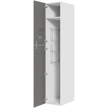 Multi-Living Køkken ekstra højt kosteskab i Cibo Grigio H: 214,4 cm D: 60,0 cm - Inklusiv 1 hylde, 1 trådreol, 1 slangeholder - Bredde: 40 cm