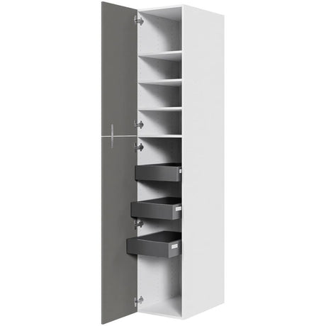 Multi-Living Køkken ekstra højt linnedskab i Cibo Grigio H: 214,4 cm D: 60,0 cm - Inklusiv 4 hylder samt 3 bakker. - Bredde: 40 cm