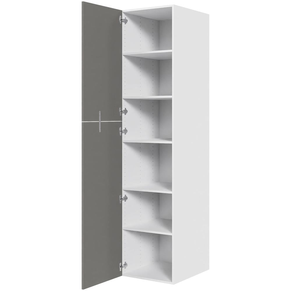 Multi-Living Køkken ekstra højt hyldeskab i Cibo Grigio 128 H: 214,4 cm D: 60,0 cm - 2 delt låge inklusiv 5 hylder - Bredde: 50 cm