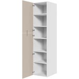 Multi-Living Køkken ekstra højt hyldeskab i Cibo Sabbia 123 H: 214,4 cm D: 60,0 cm - 2 delt låge inklusiv 5 hylder - Bredde: 50 cm