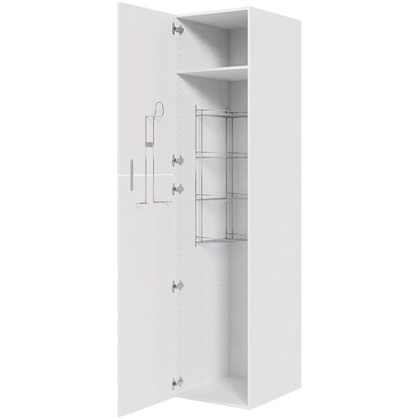 Multi-Living Køkken ekstra højt kosteskab i Malet Hvid Front H: 214,4 cm D: 60,0 cm - Inklusiv 1 hylde, 1 trådreol, 1 slangeholder - Bredde: 50 cm
