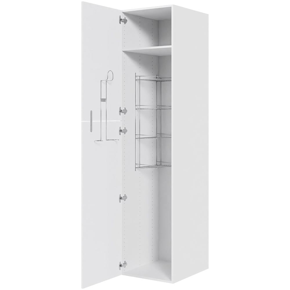 Multi-Living Køkken ekstra højt kosteskab i Hvid Front H: 214,4 cm D: 60,0 cm - Inklusiv 1 hylde, 1 trådreol, 1 slangeholder i bredde: 50 cm