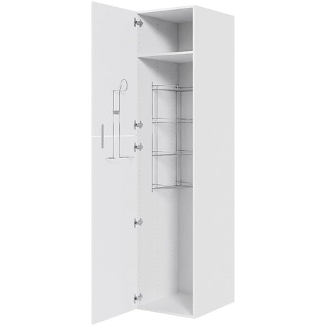 Multi-Living Køkken ekstra højt kosteskab i Hvid Front H: 214,4 cm D: 60,0 cm - Inklusiv 1 hylde, 1 trådreol, 1 slangeholder i bredde: 50 cm