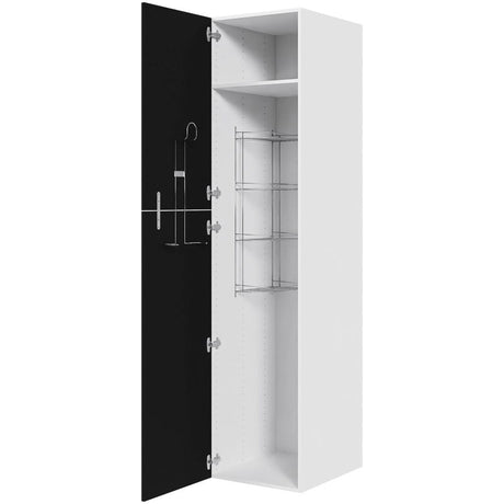 Multi-Living Køkken ekstra højt kosteskab i Cibo Nero H: 214,4 cm D: 60,0 cm - Inklusiv 1 hylde, 1 trådreol, 1 slangeholder - Bredde: 50 cm