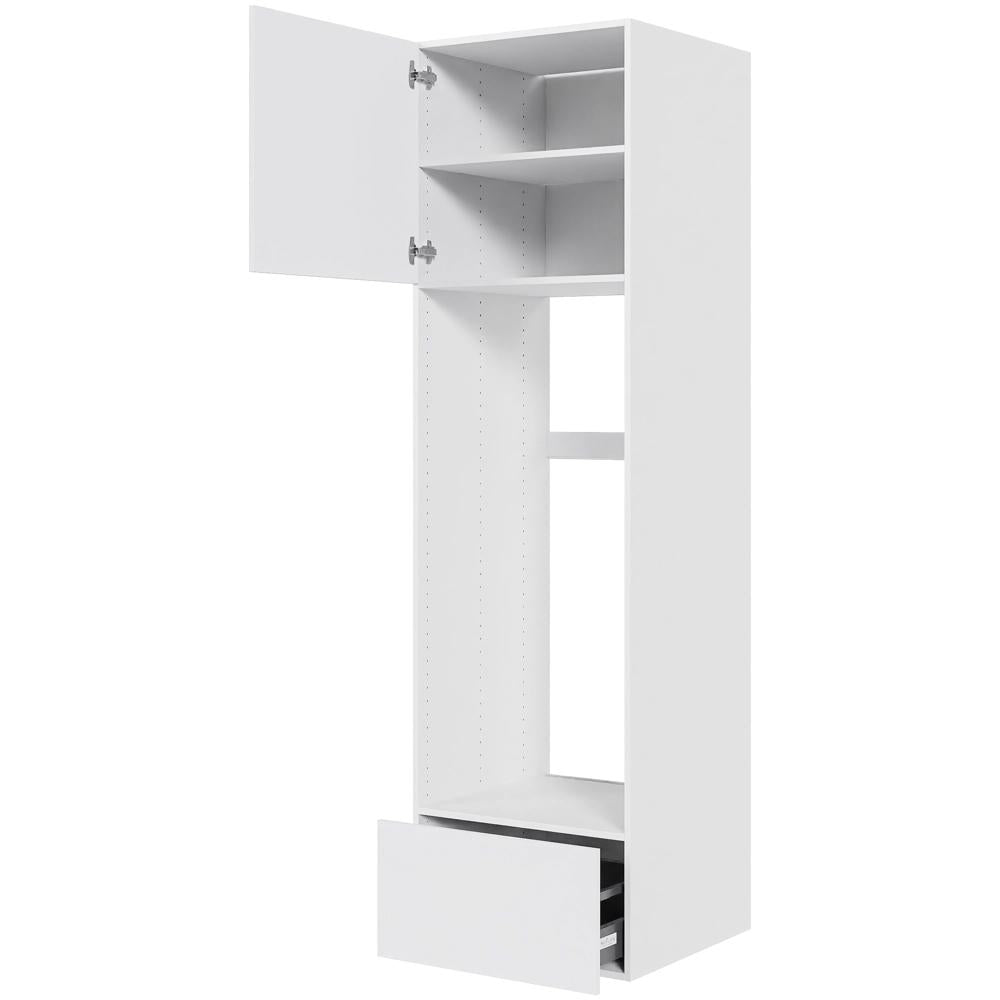 Multi-Living Hvid Malet Låge XL Indbygningsskab til køl 60 cm med toplåge og skuffe - deludtræk