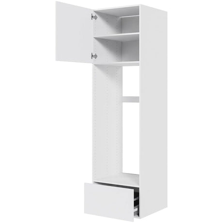 Multi-Living Hvid Malet Låge XL Indbygningsskab til køl 60 cm med toplåge og skuffe - deludtræk